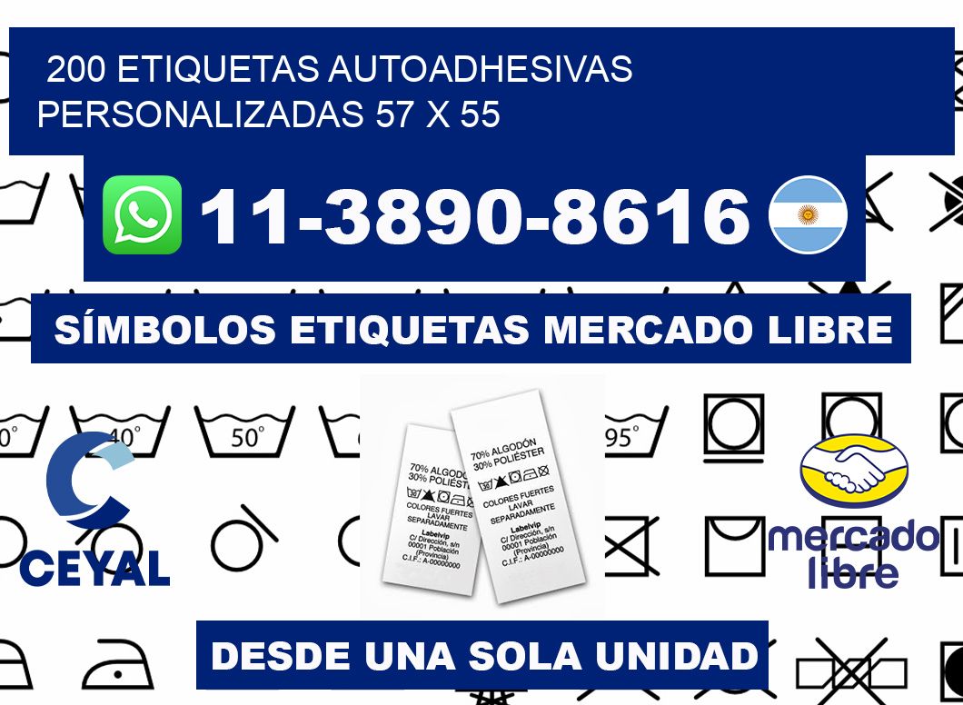 200 Etiquetas autoadhesivas personalizadas 57 x 55