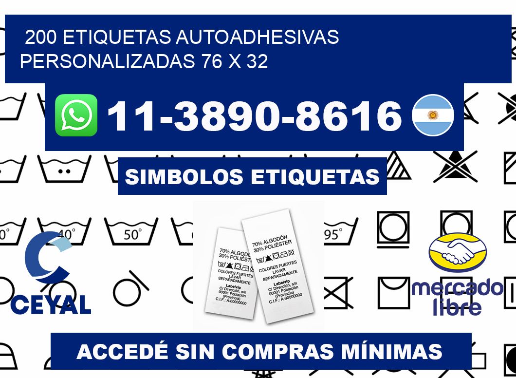 200 Etiquetas autoadhesivas personalizadas 76 x 32