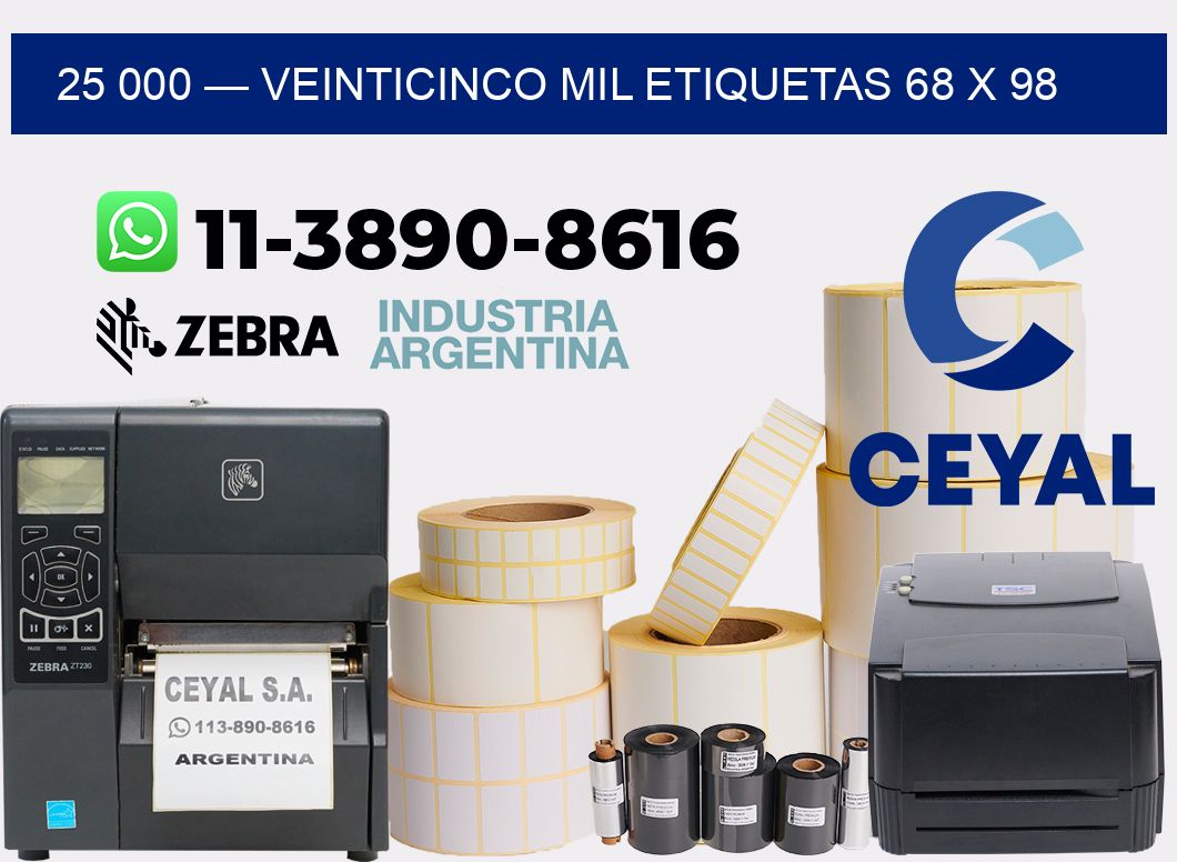 25 000 — veinticinco mil etiquetas 68 x 98
