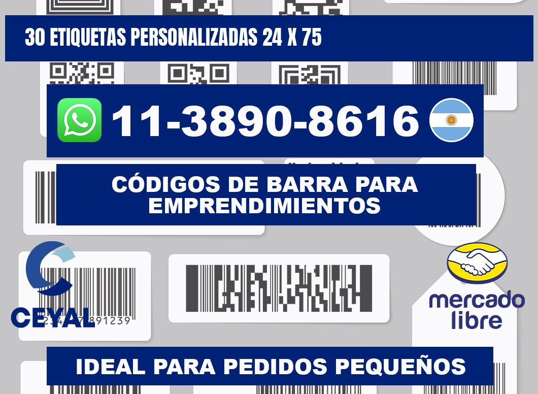 30 ETIQUETAS PERSONALIZADAS 24 x 75