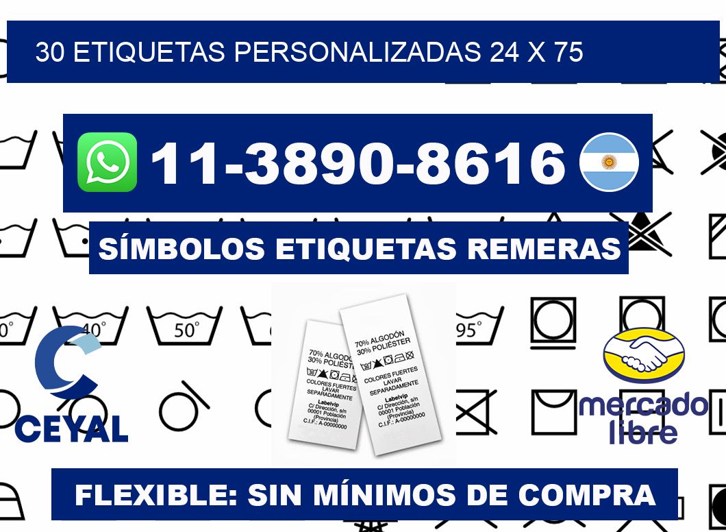 30 ETIQUETAS PERSONALIZADAS 24 x 75