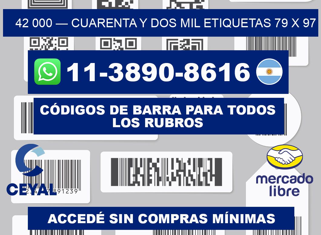 42 000 — cuarenta y dos mil etiquetas 79 x 97