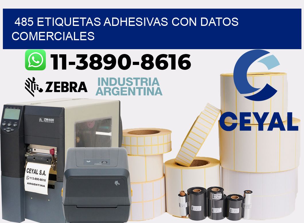 485 Etiquetas adhesivas con datos comerciales