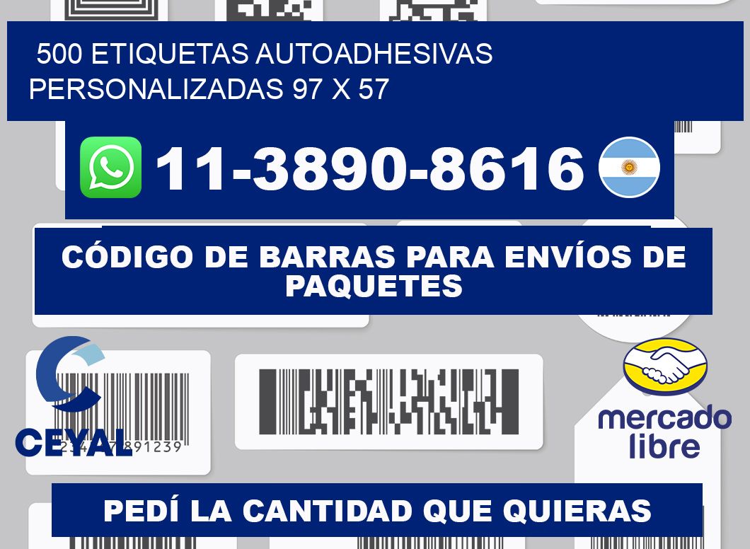 500 Etiquetas autoadhesivas personalizadas 97 x 57