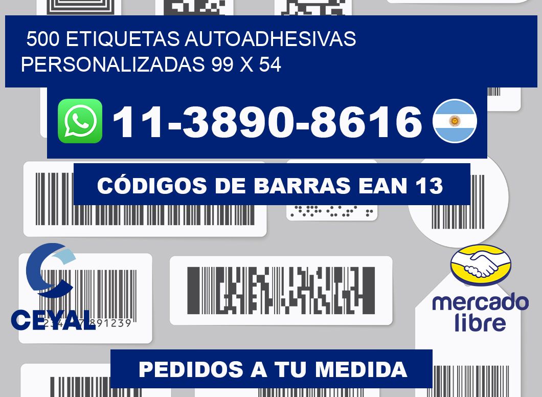 500 Etiquetas autoadhesivas personalizadas 99 x 54