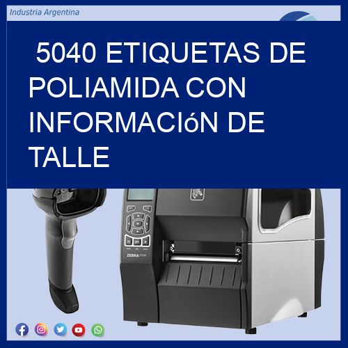 5040 Etiquetas de poliamida con información de talle