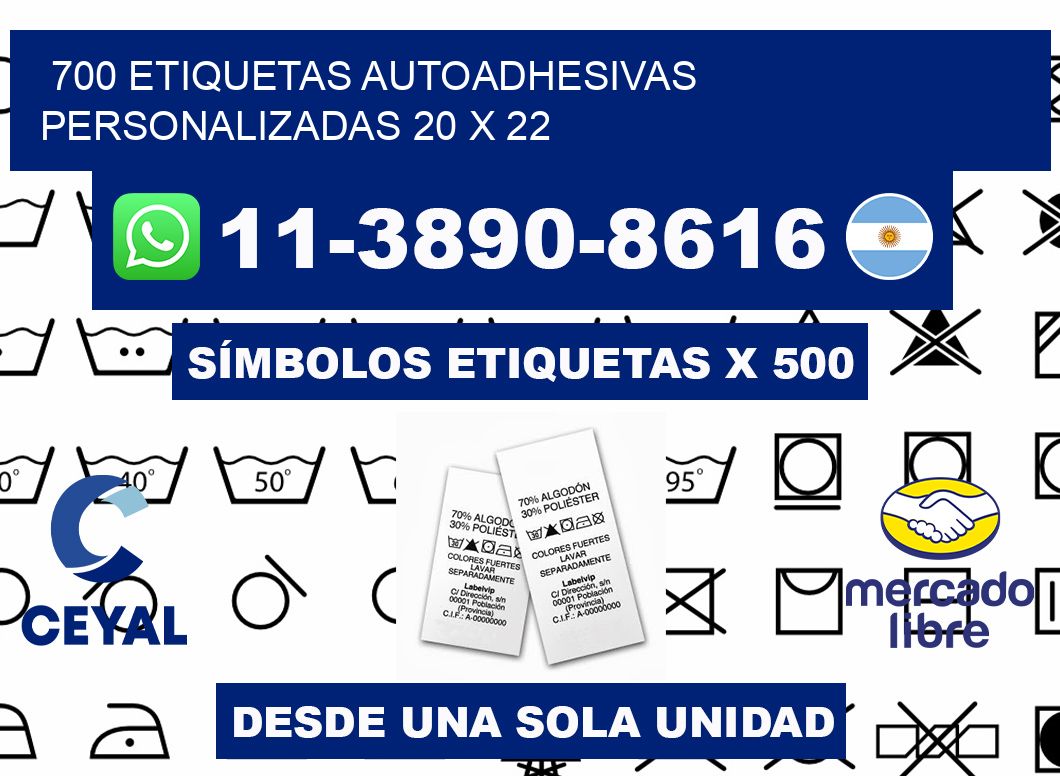 700 Etiquetas autoadhesivas personalizadas 20 x 22