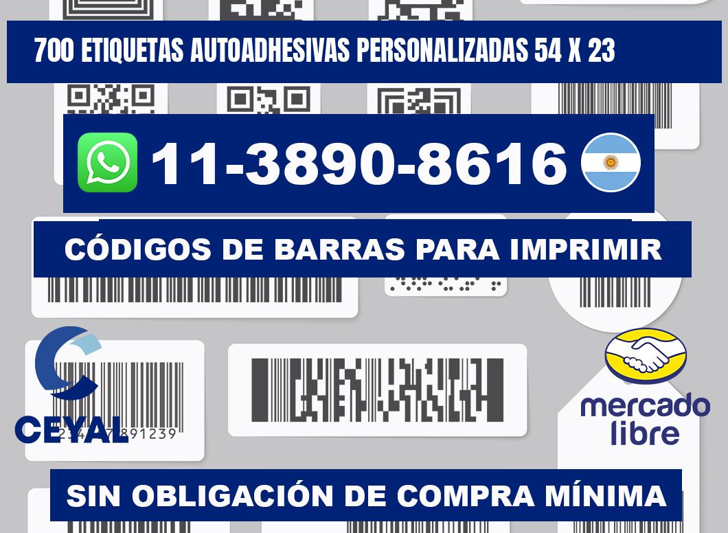 700 Etiquetas autoadhesivas personalizadas 54 x 23