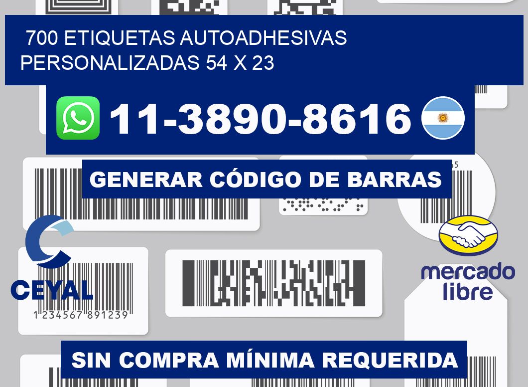 700 Etiquetas autoadhesivas personalizadas 54 x 23