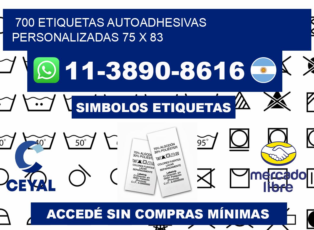 700 Etiquetas autoadhesivas personalizadas 75 x 83