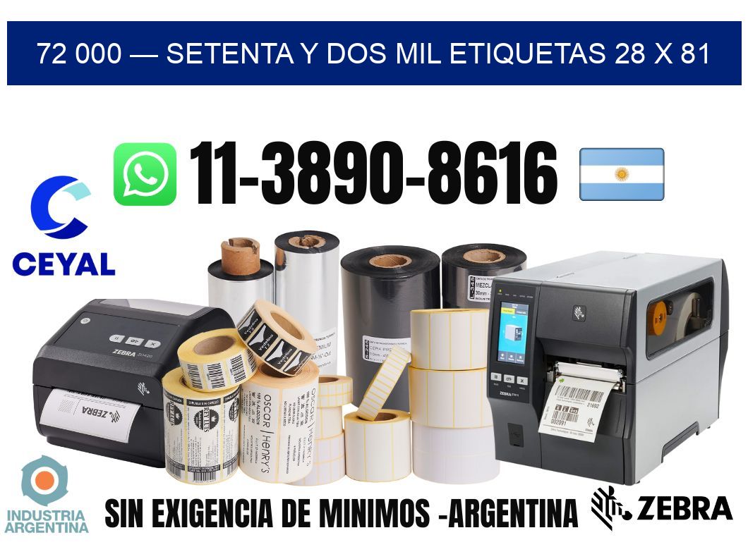 72 000 — setenta y dos mil etiquetas 28 x 81