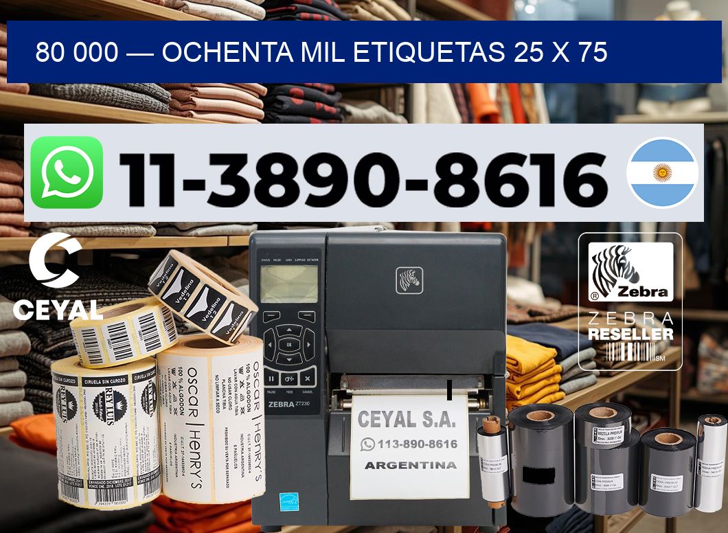 80 000 — ochenta mil etiquetas 25 x 75