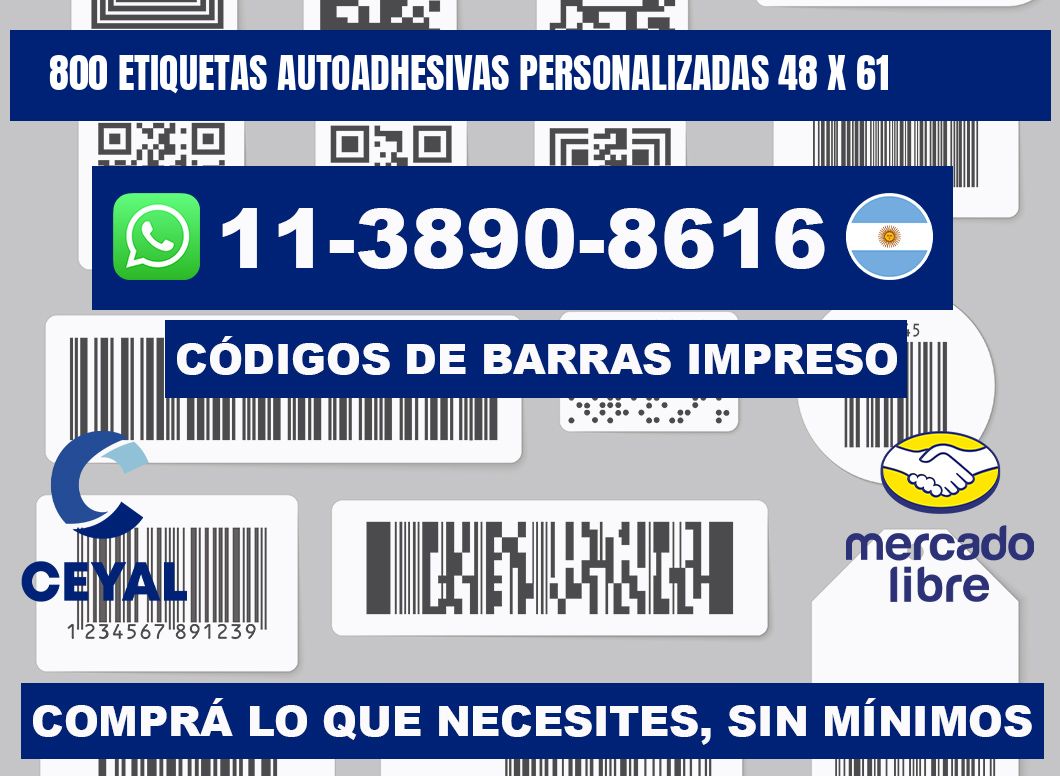 800 Etiquetas autoadhesivas personalizadas 48 x 61