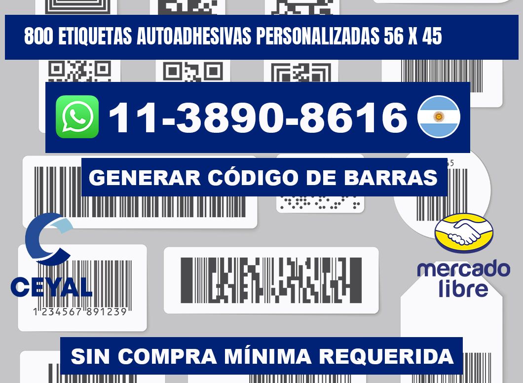800 Etiquetas autoadhesivas personalizadas 56 x 45