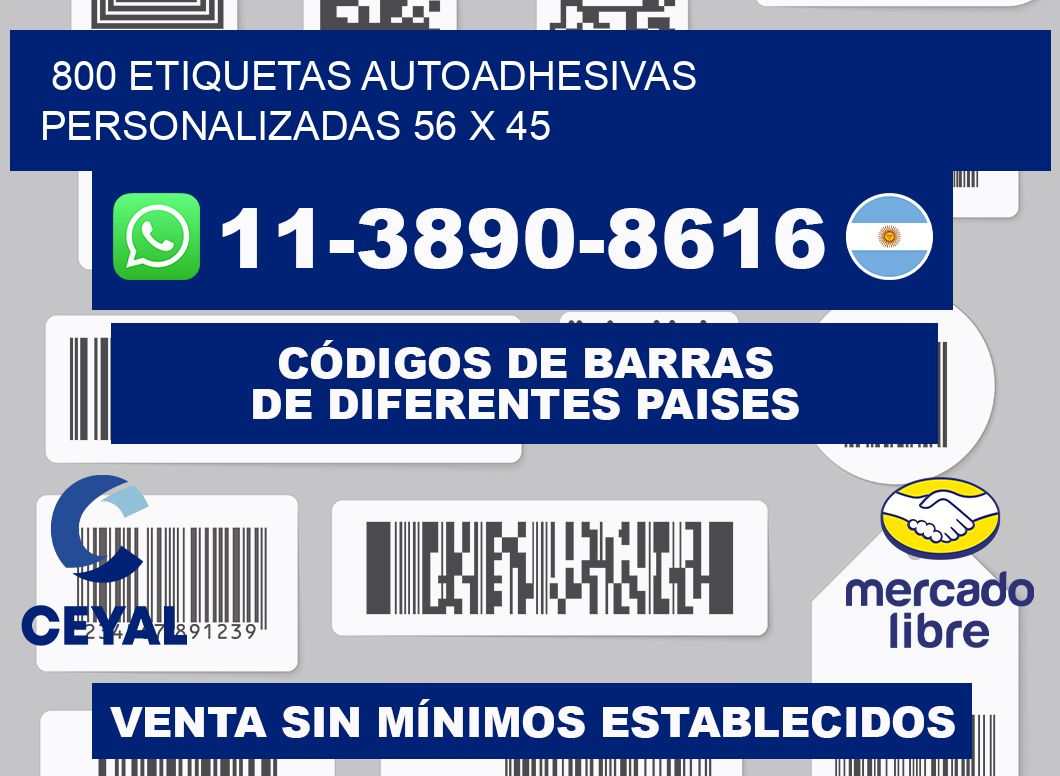 800 Etiquetas autoadhesivas personalizadas 56 x 45