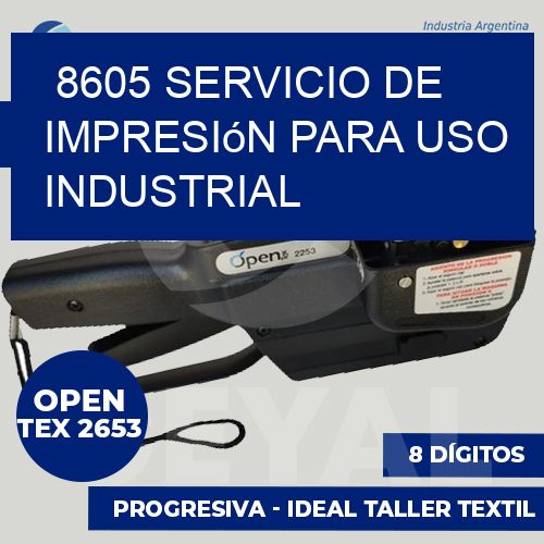 8605 Servicio de impresión para uso industrial