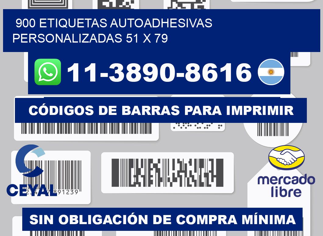 900 Etiquetas autoadhesivas personalizadas 51 x 79