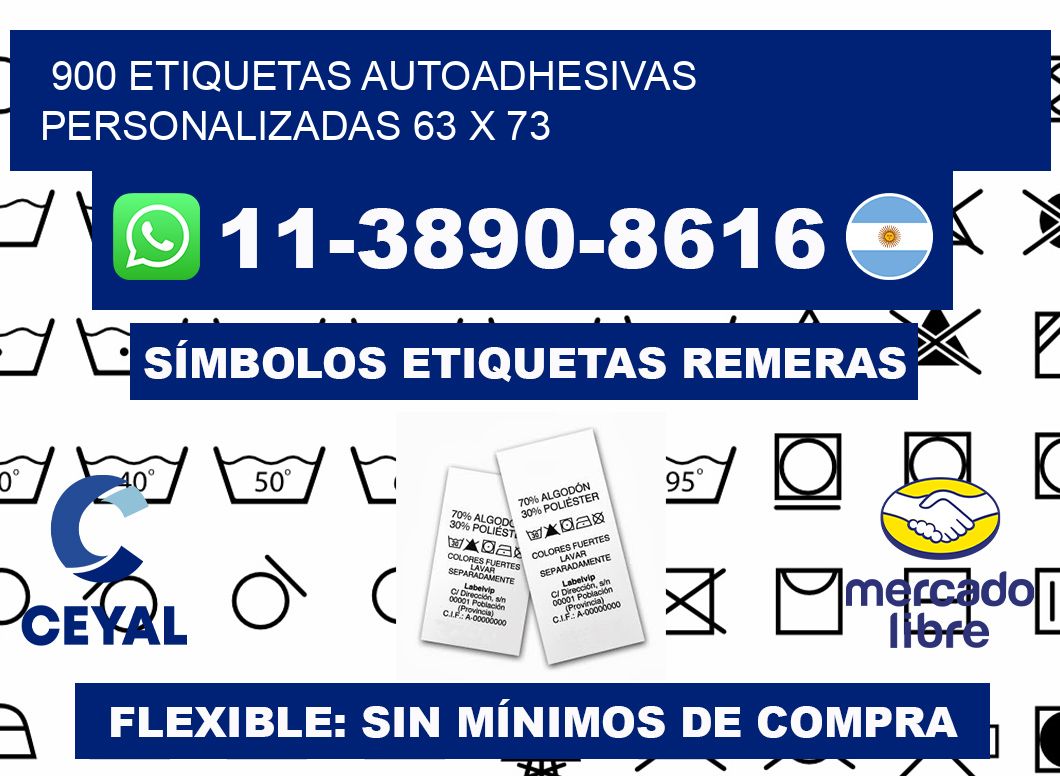 900 Etiquetas autoadhesivas personalizadas 63 x 73