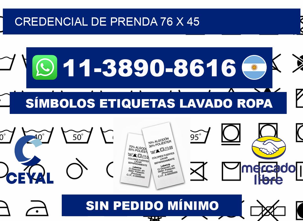 Credencial de prenda 76 x 45