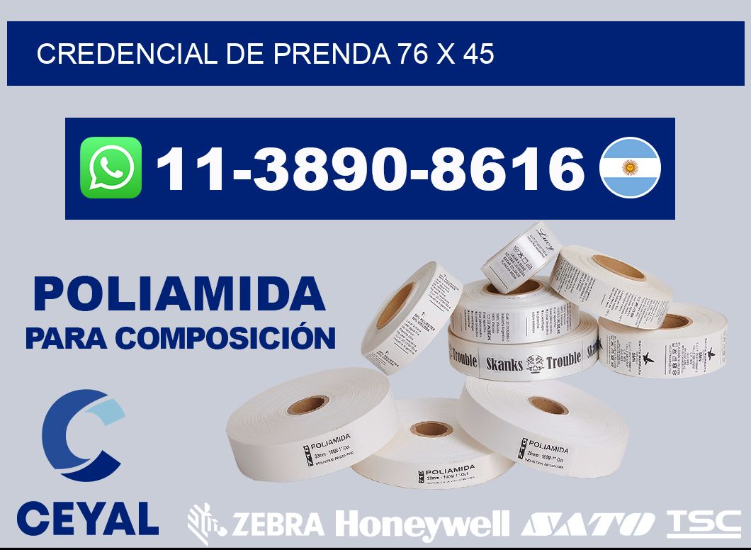 Credencial de prenda 76 x 45