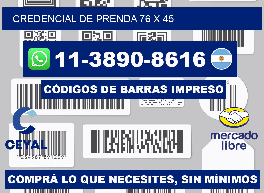 Credencial de prenda 76 x 45