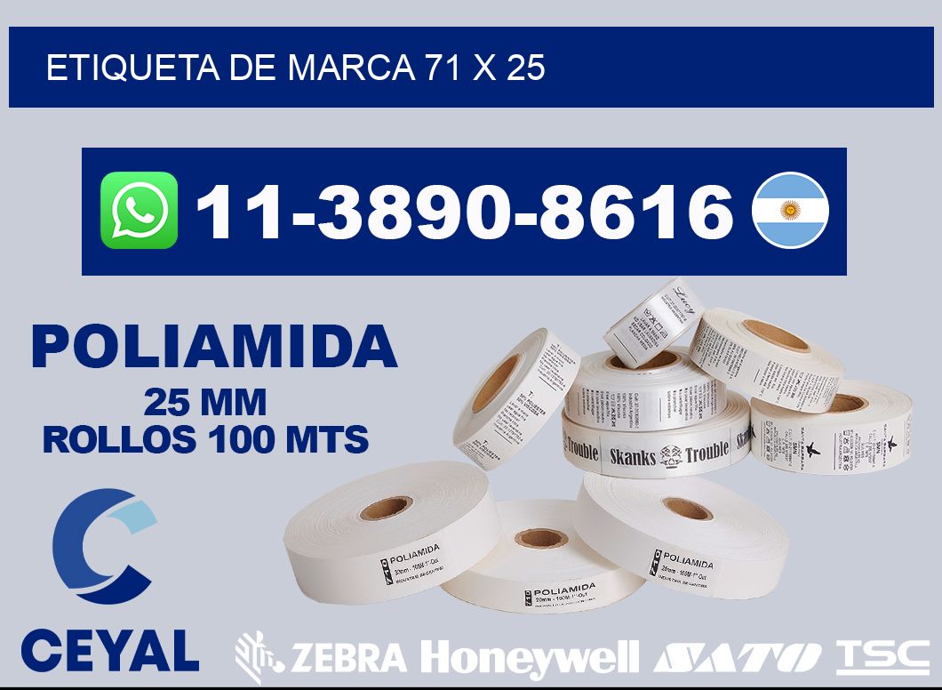 Etiqueta de marca 71 x 25