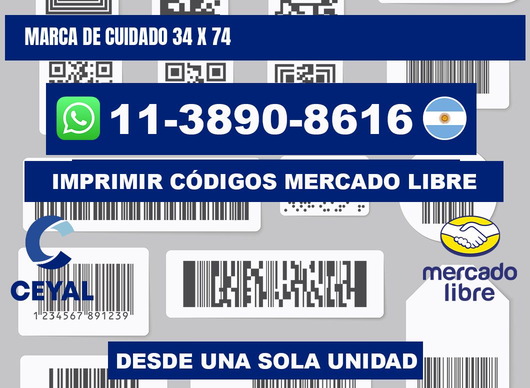 Marca de cuidado 34 x 74