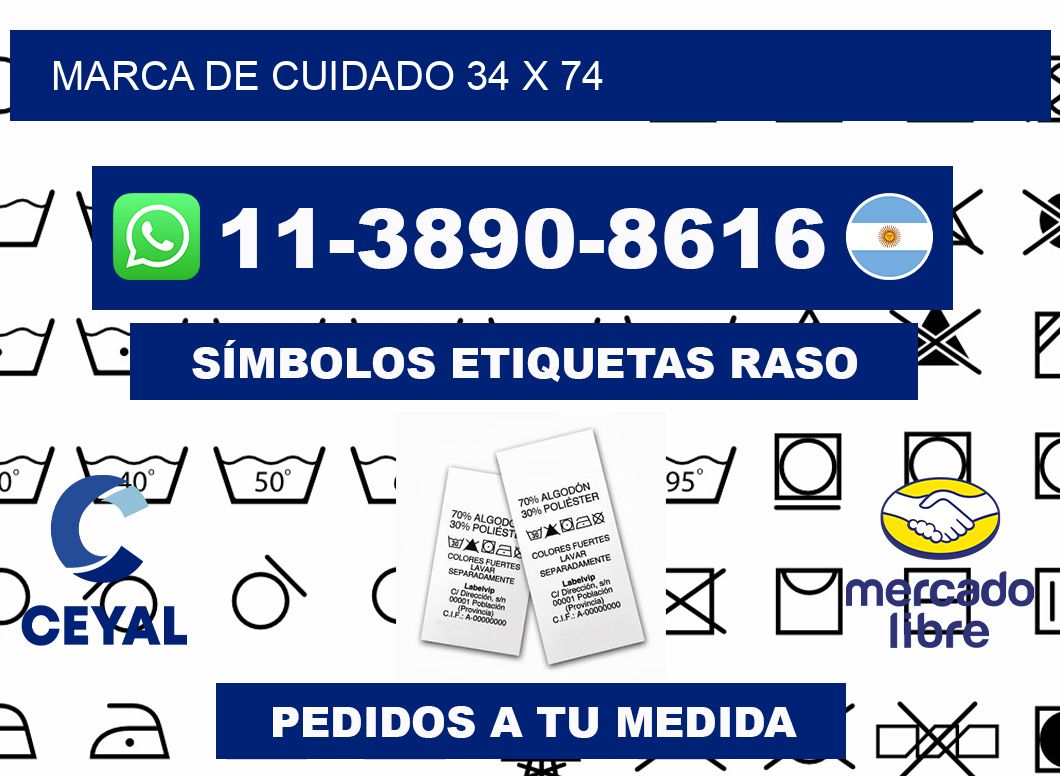Marca de cuidado 34 x 74