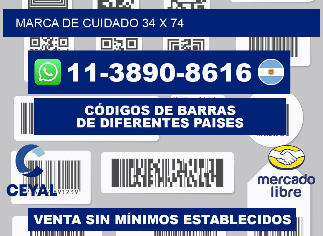 Marca de cuidado 34 x 74