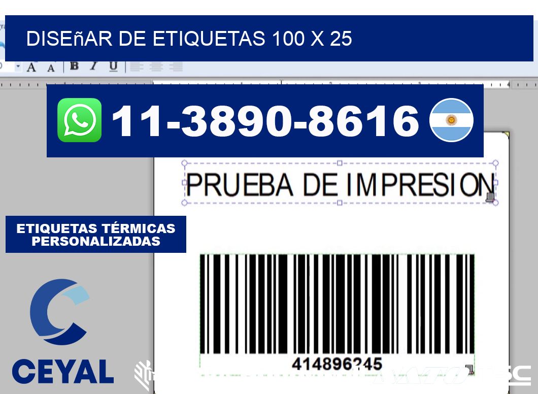 diseñar de etiquetas 100 x 25