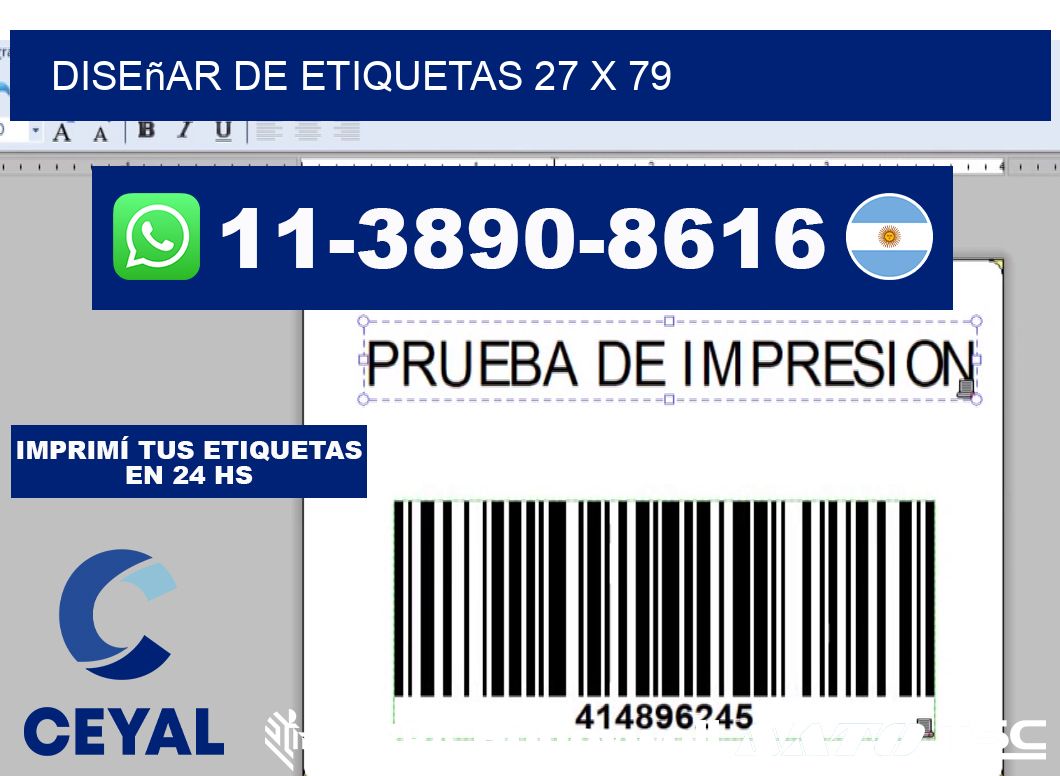diseñar de etiquetas 27 x 79