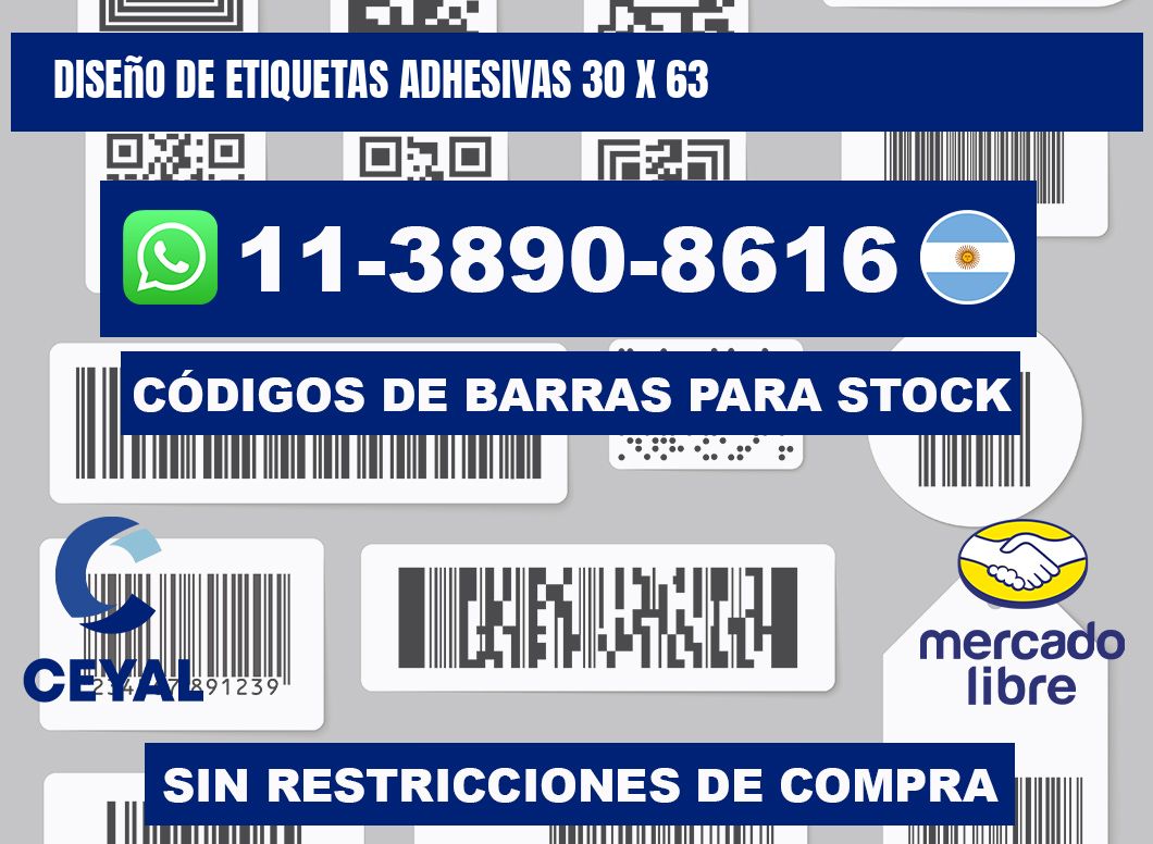 diseño de etiquetas adhesivas 30 x 63
