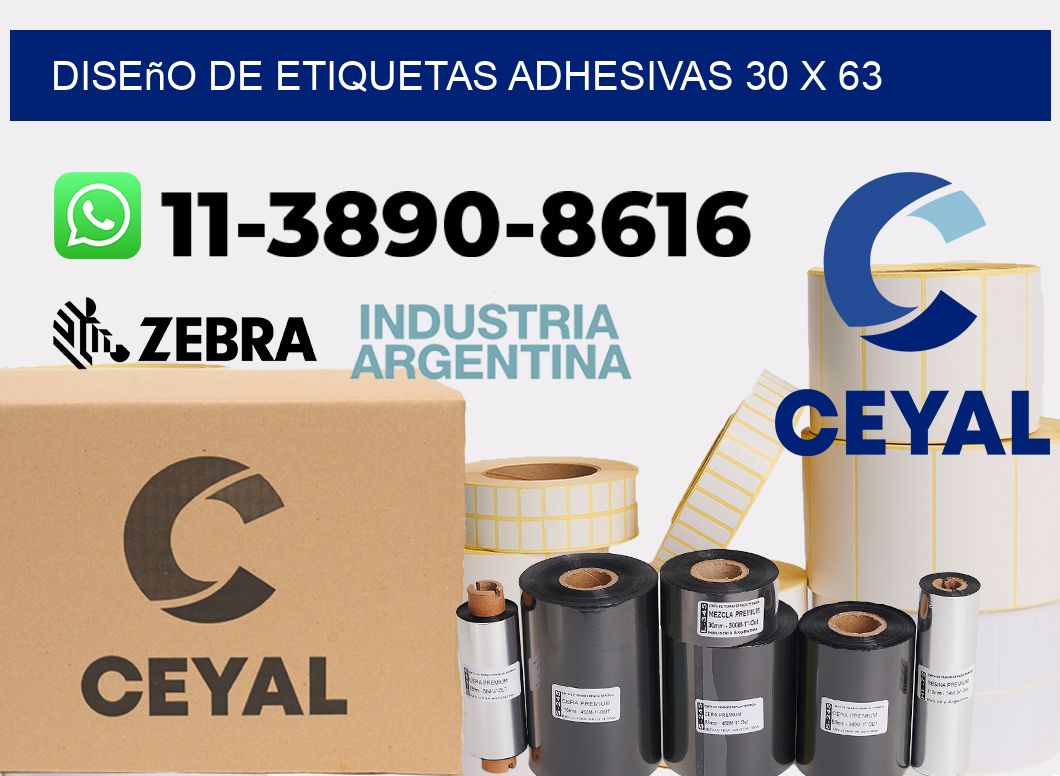 diseño de etiquetas adhesivas 30 x 63