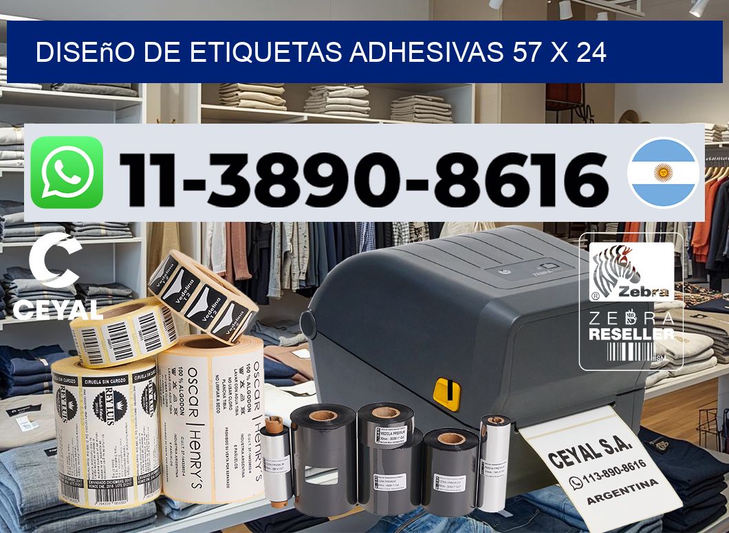 diseño de etiquetas adhesivas 57 x 24