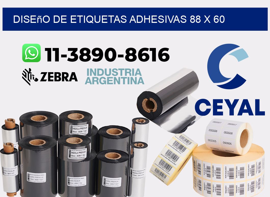 diseño de etiquetas adhesivas 88 x 60