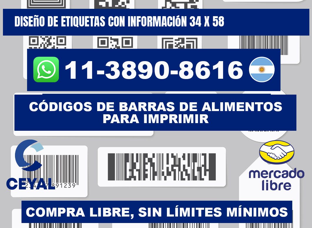 diseño de etiquetas con información 34 x 58