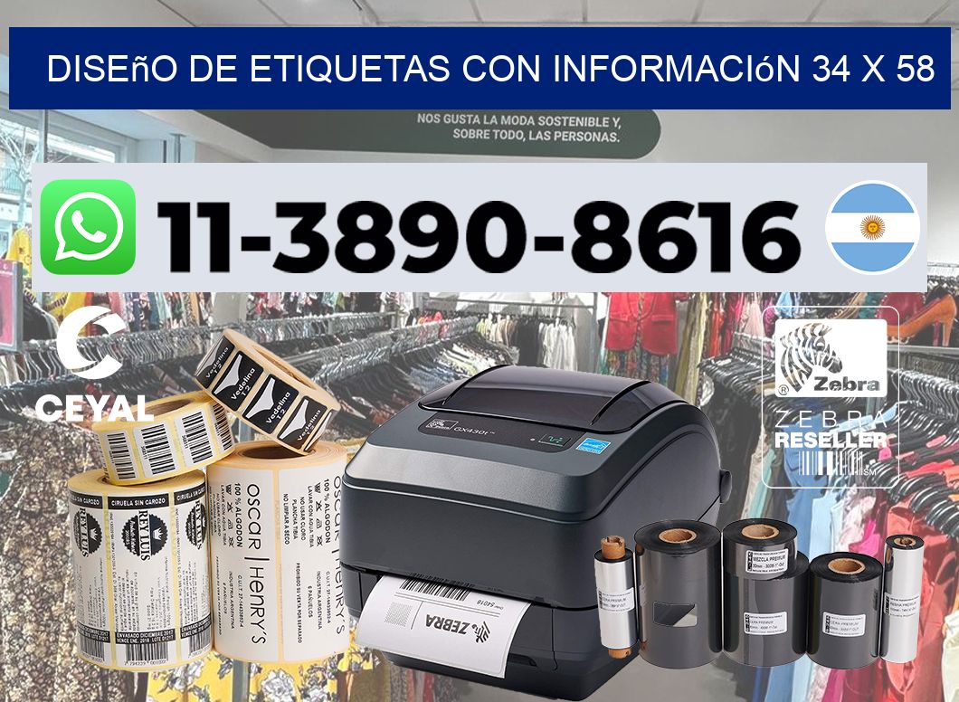 diseño de etiquetas con información 34 x 58
