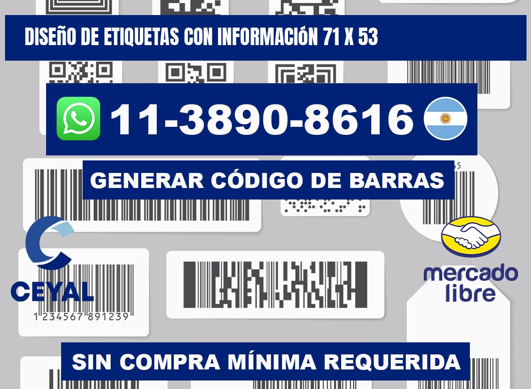 diseño de etiquetas con información 71 x 53