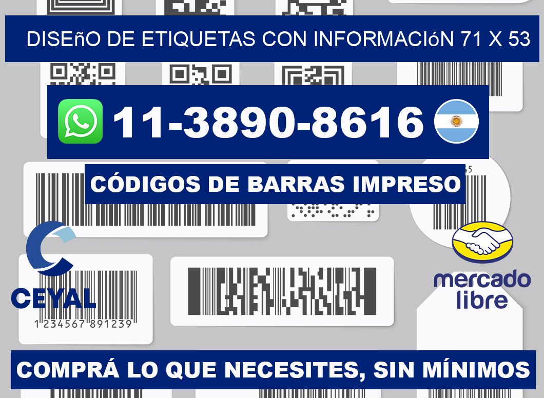 diseño de etiquetas con información 71 x 53