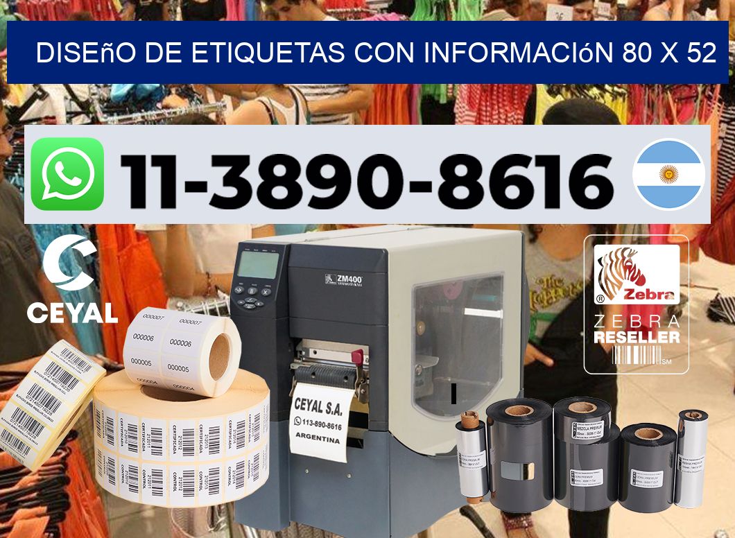 diseño de etiquetas con información 80 x 52