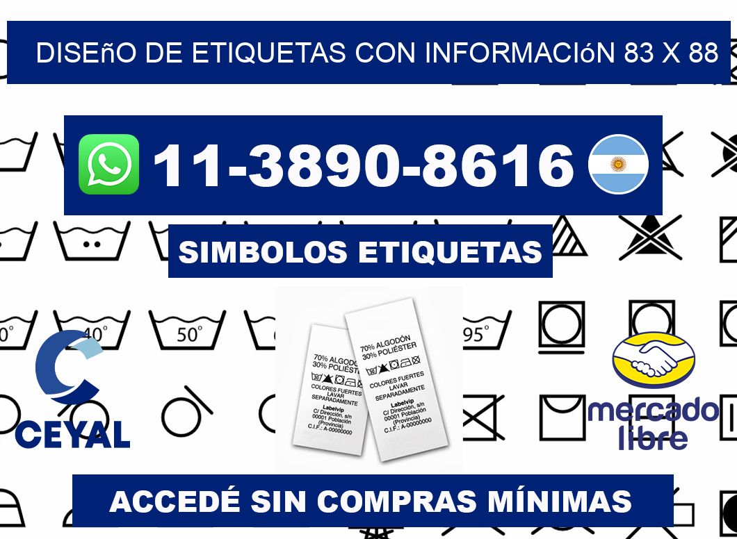diseño de etiquetas con información 83 x 88