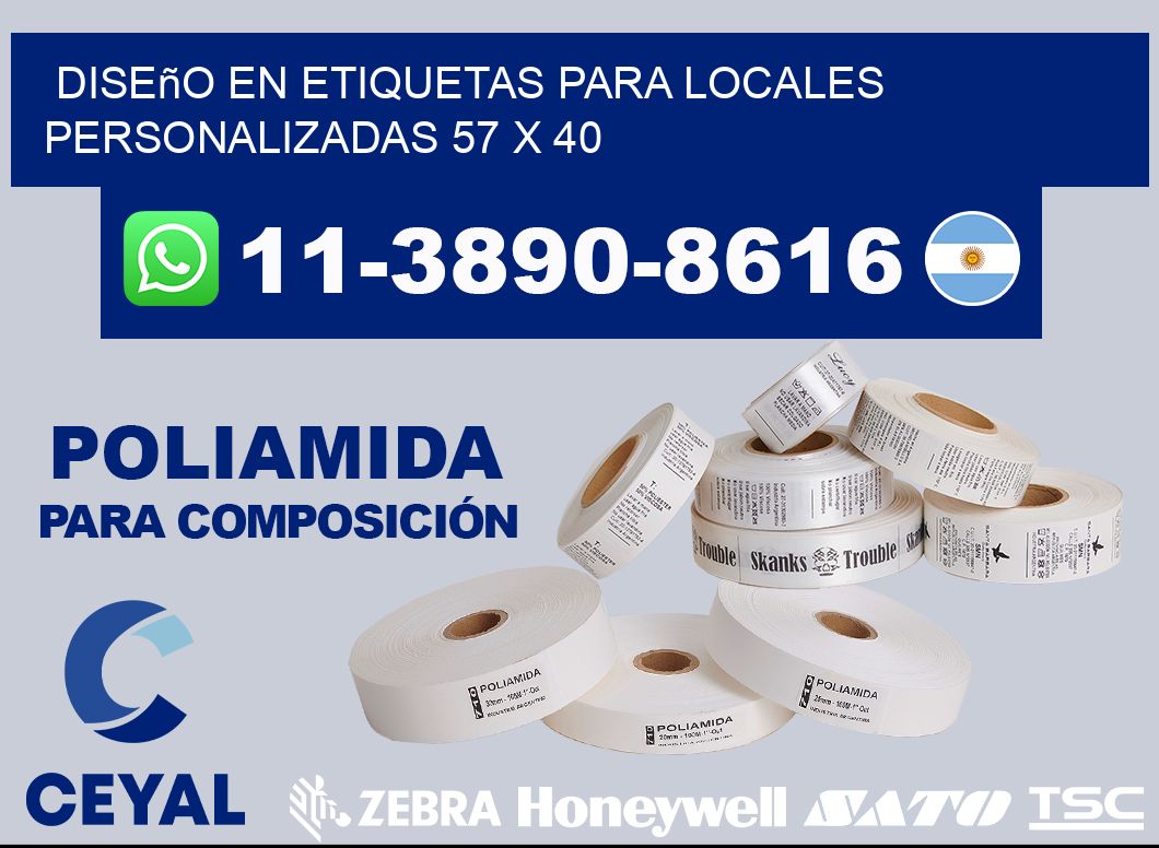 diseño en etiquetas para locales personalizadas 57 x 40