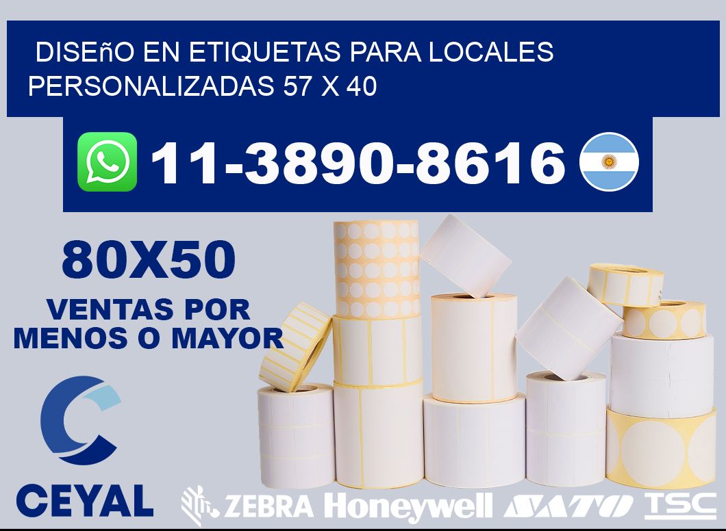 diseño en etiquetas para locales personalizadas 57 x 40