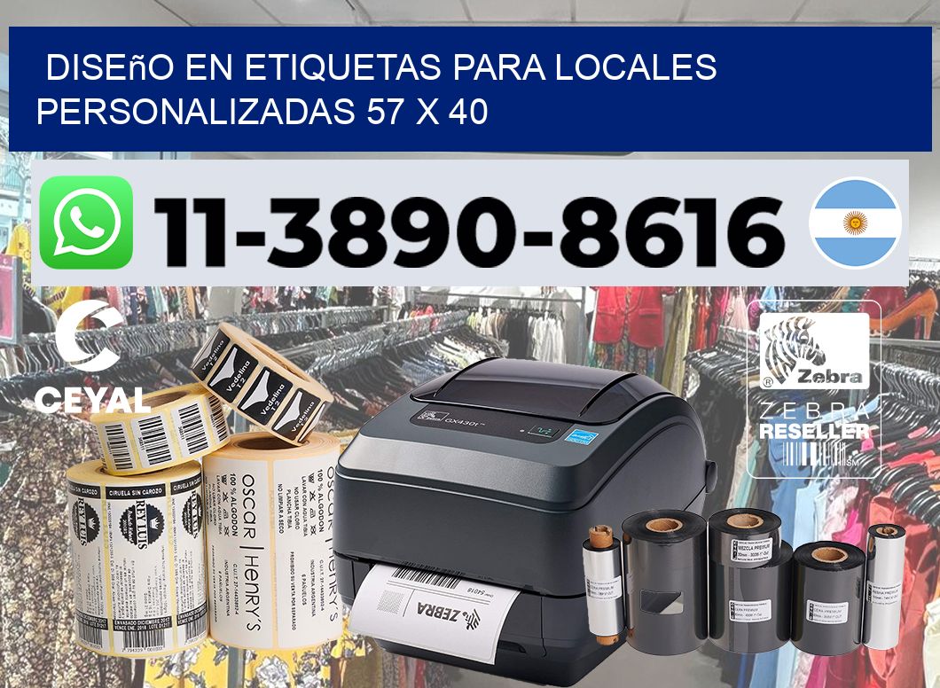 diseño en etiquetas para locales personalizadas 57 x 40