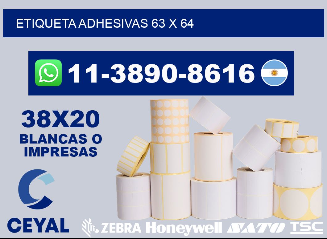 etiqueta adhesivas 63 x 64