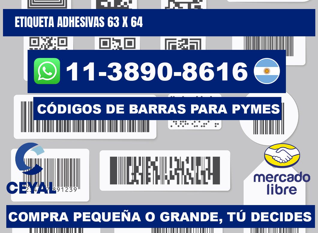 etiqueta adhesivas 63 x 64