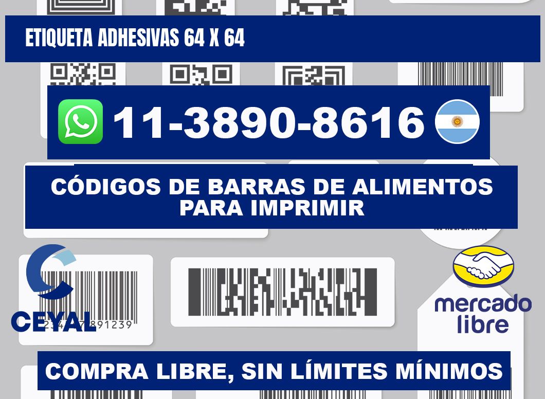 etiqueta adhesivas 64 x 64