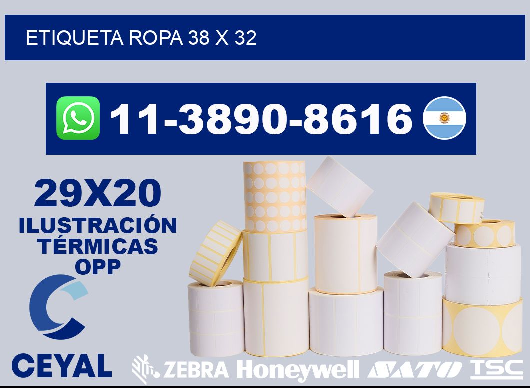 etiqueta ropa 38 x 32