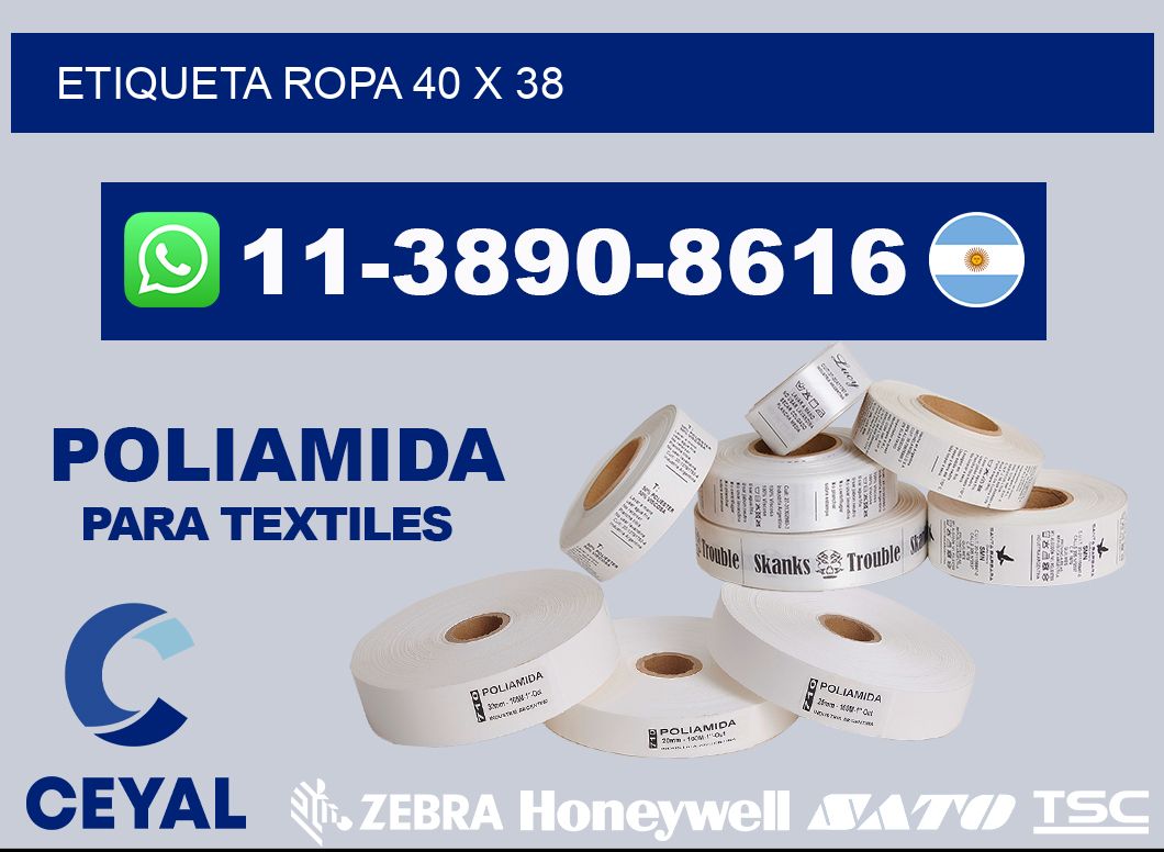 etiqueta ropa 40 x 38