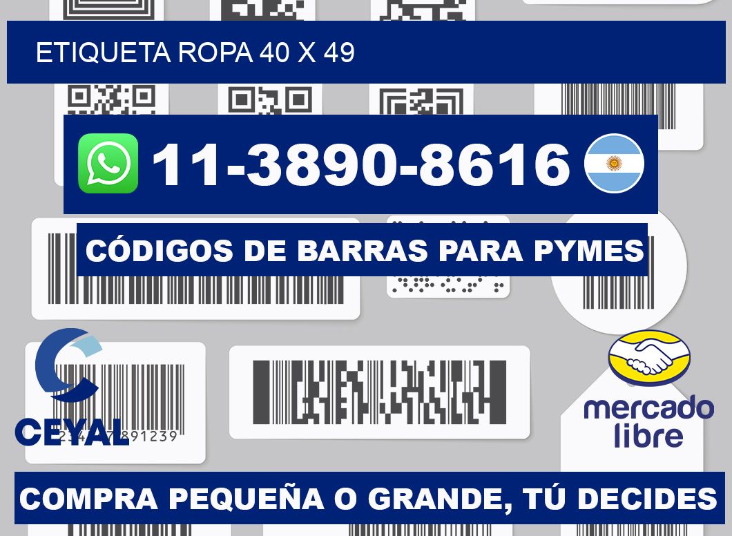 etiqueta ropa 40 x 49